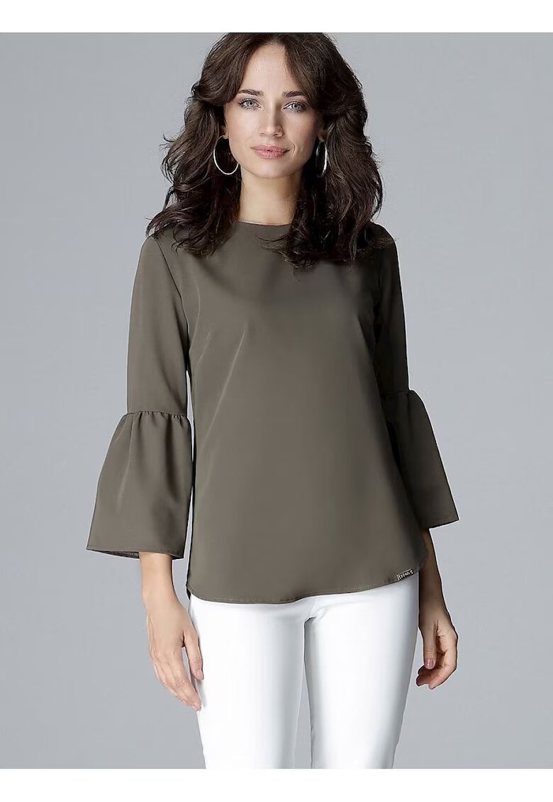 Lenitif Bluza dama - cu maneci 3/4 - volane - verde - poliester