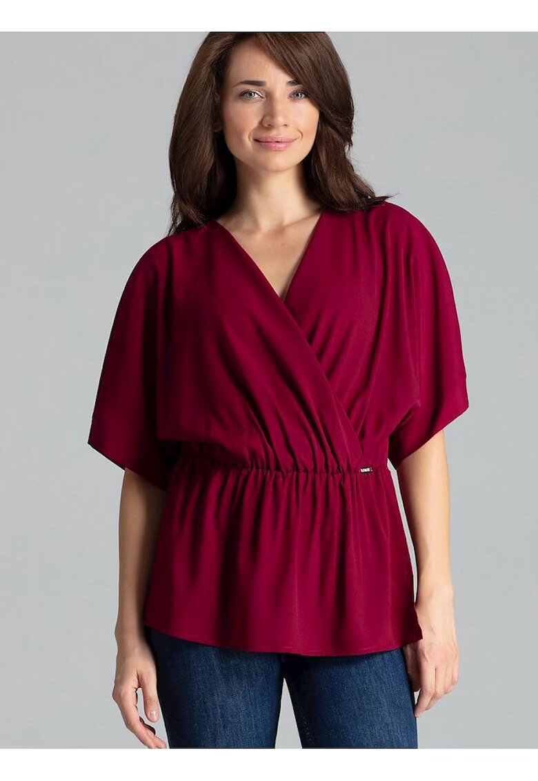 Lenitif Bluza dama - lejera - cu maneci kimono - rosu - poliester