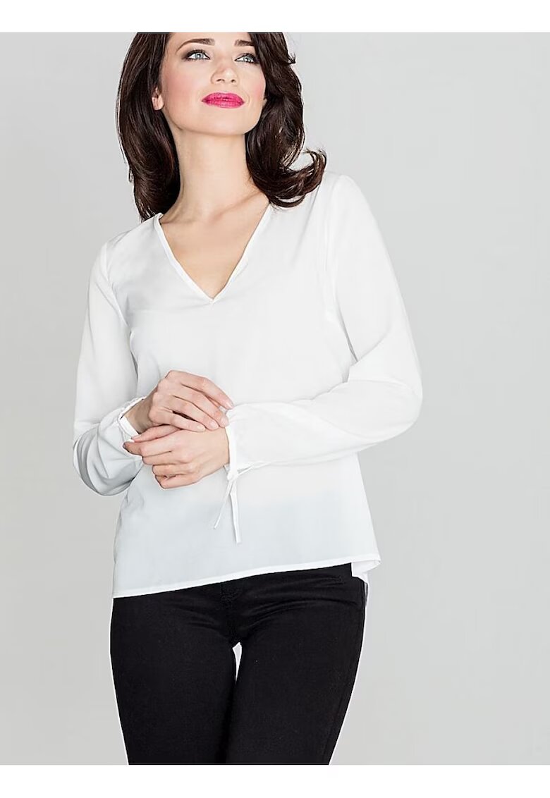 Lenitif Bluza dama - maneci lungi - decolteu mic - bej - poliester