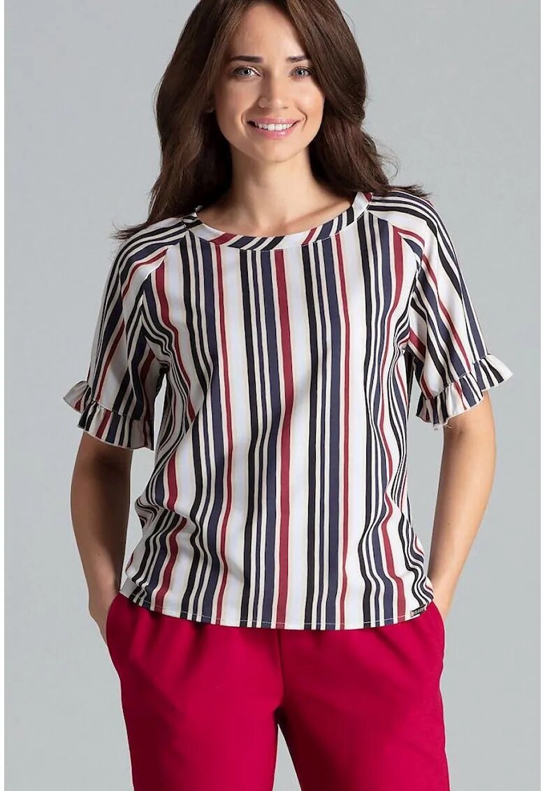 Lenitif Bluza dama - multicolor - cu dungi - maneci scurte - poliester
