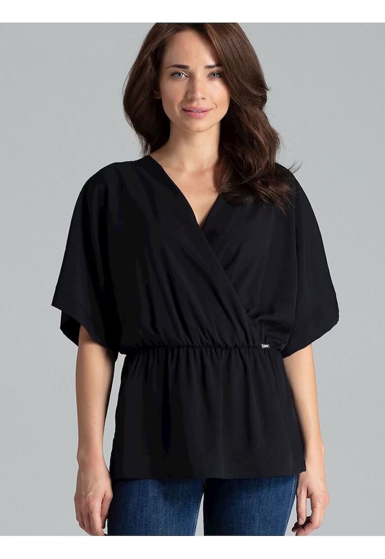Lenitif Bluza dama - neagra - cu maneci kimono - elastica - din poliester -