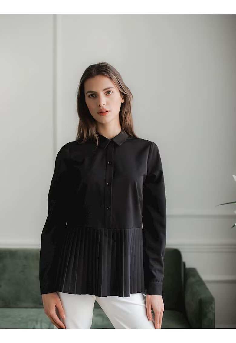 Lenitif Bluza dama - neagra - maneci lungi - semi fermoar - poliester