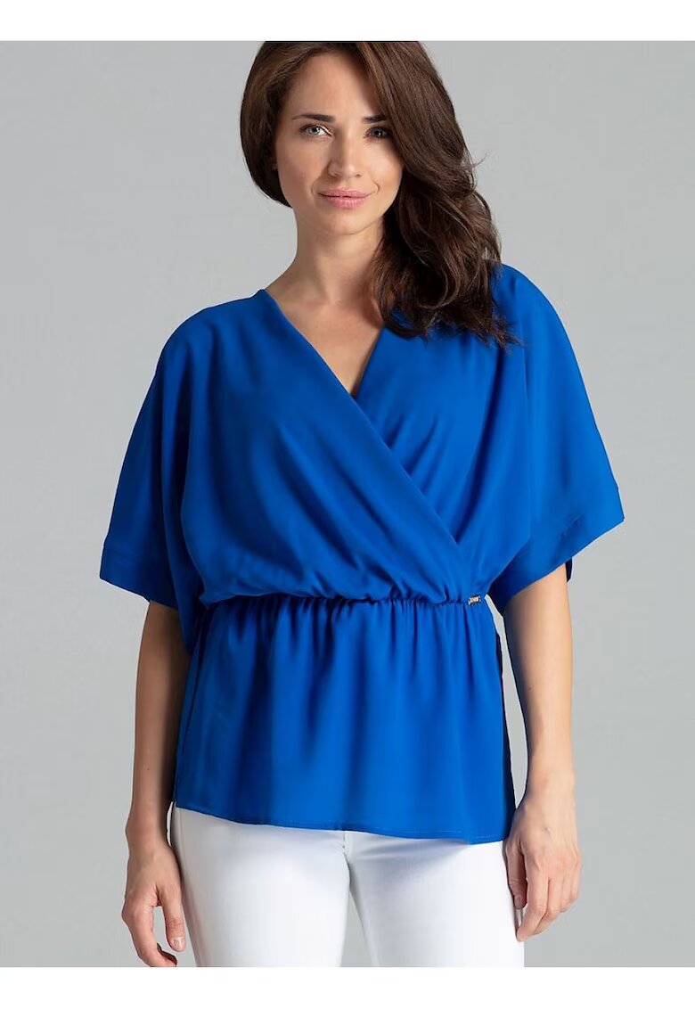 Lenitif Bluza dama - simpla - lejera - albastra - maneci kimono - elastan - poliester - viscoza