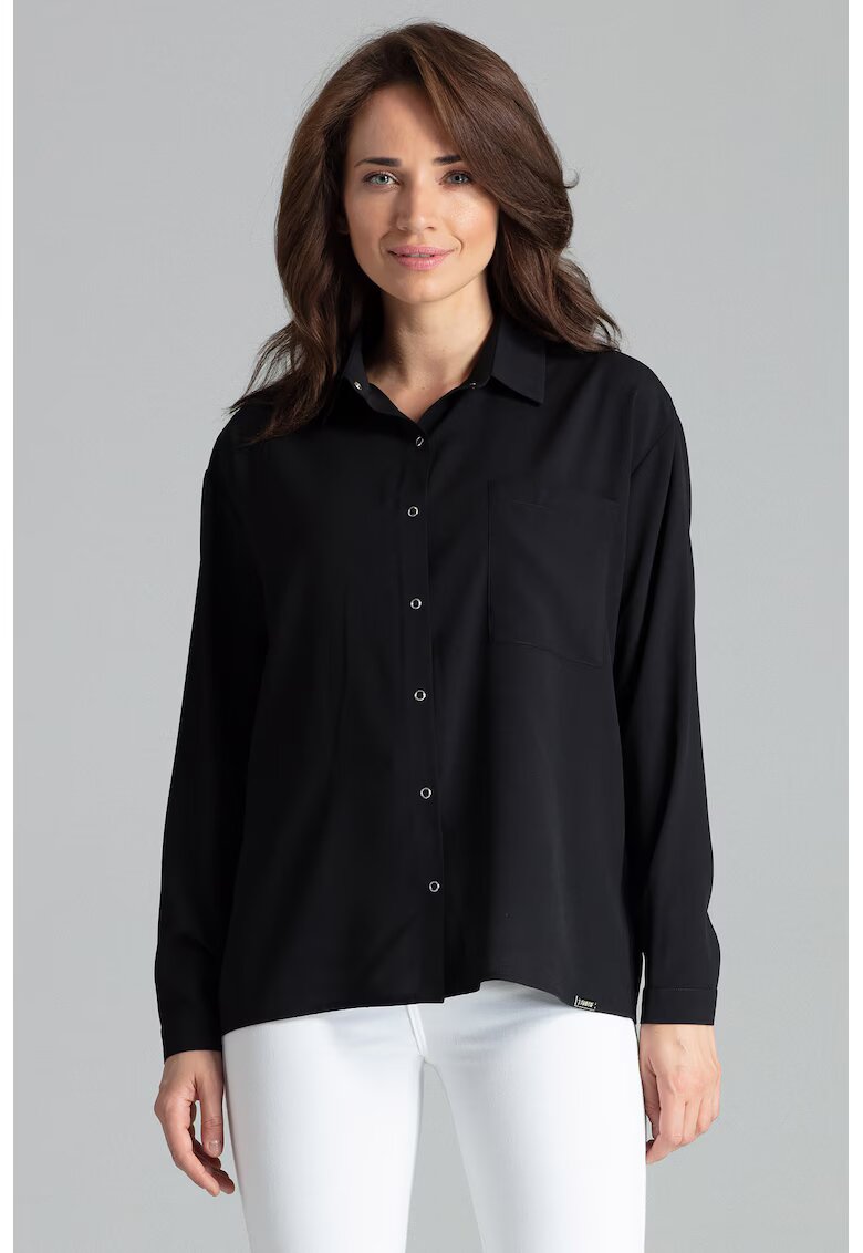 Lenitif Camasa dama - L059 - neagra - poliester - maneca lunga -