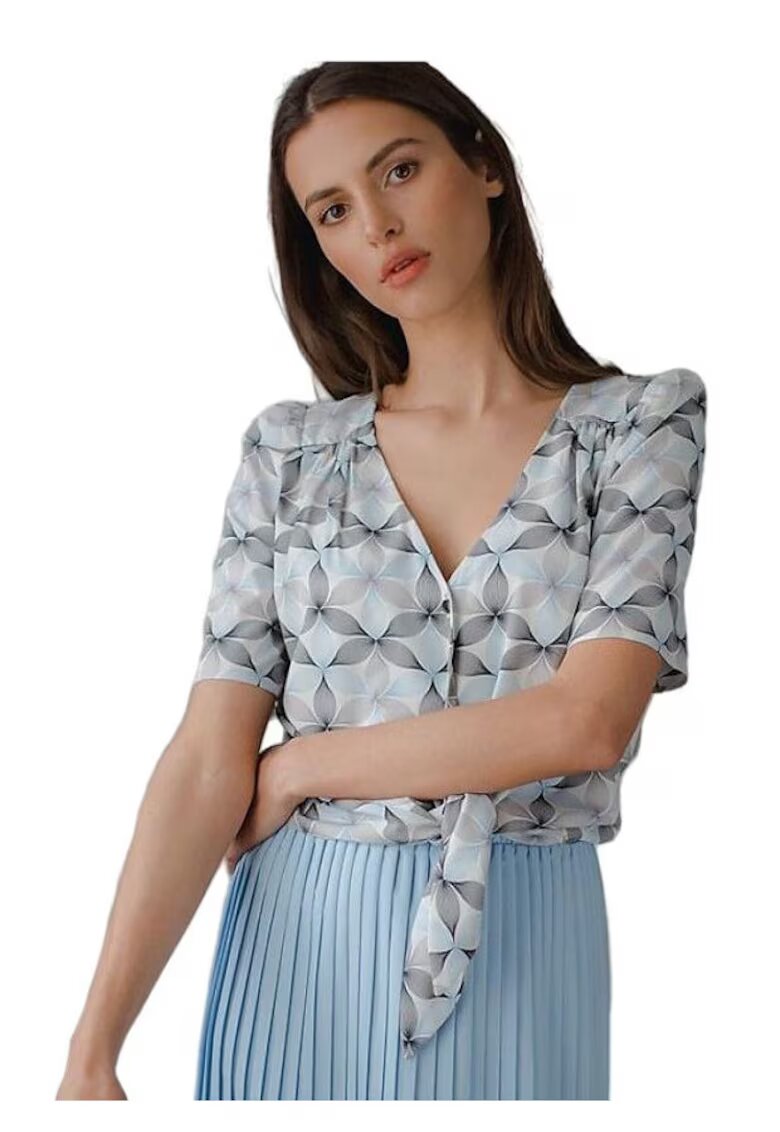 Lenitif Camasa dama - scurta - cu decolteu in forma de inima - maneci scurte - multicolor - poliester