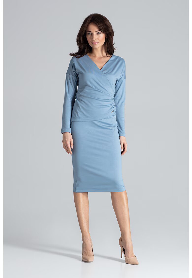 Lenitif Rochie de seara K477 - eleganta - midi - albastru - viscoza