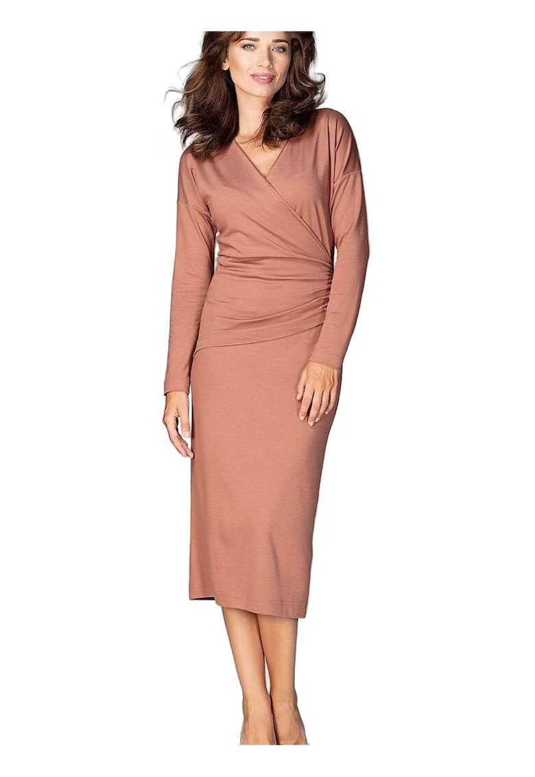 Lenitif Rochie de zi - Viscoza/Poliester - Maro