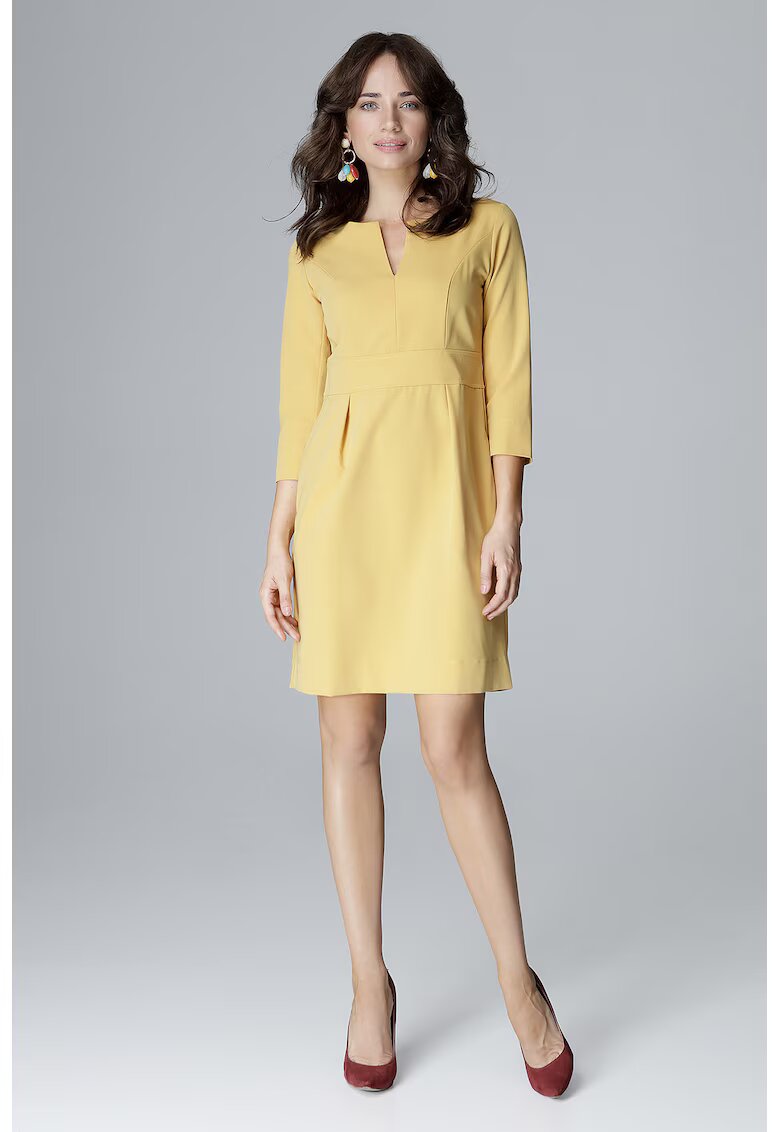 Lenitif Rochie L004 - galben - poliester si viscoza -