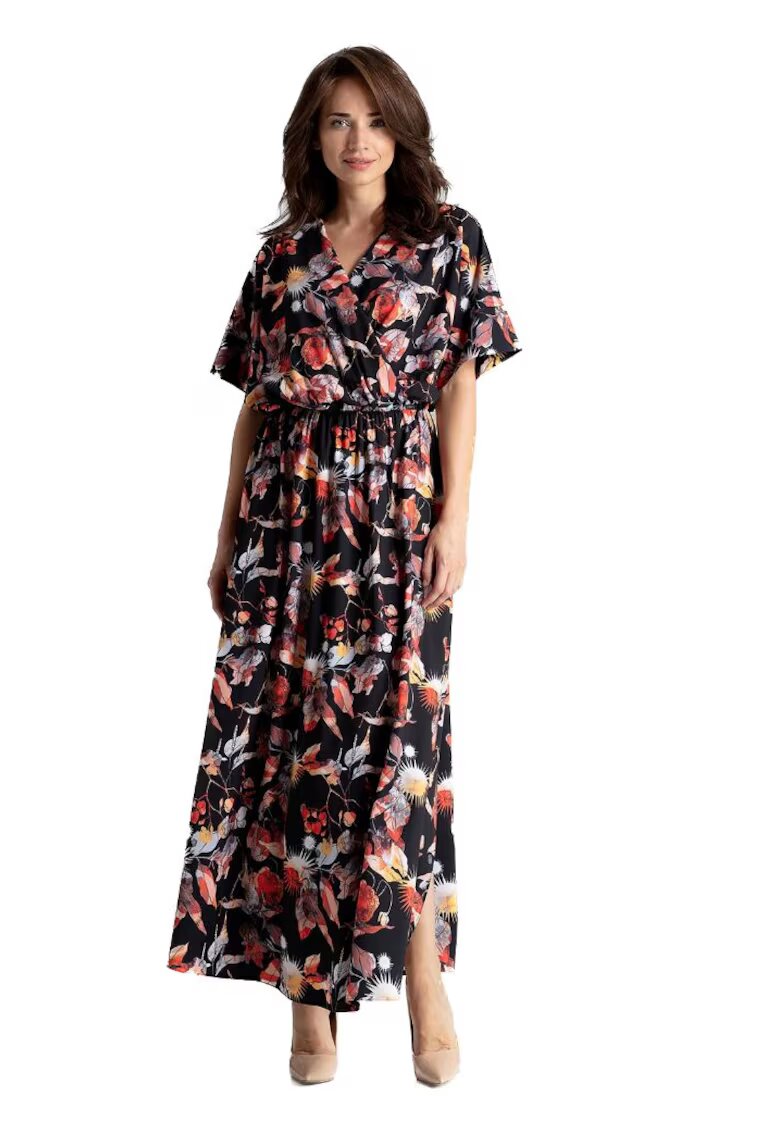 Lenitif Rochie maxi dama Davide L055 negru rosu - Maro