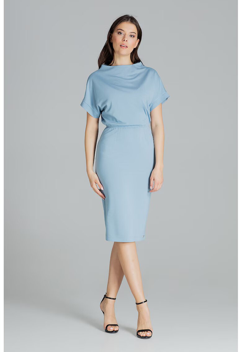 Lenitif Rochie model L087 - albastru - viscoza - Albastru