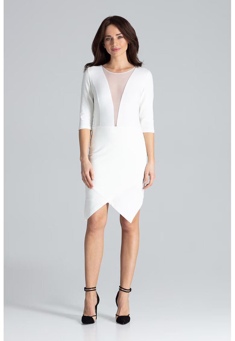 Lenitif Rochie mulata L012 - asimetrica - ecru - bumbac 95%