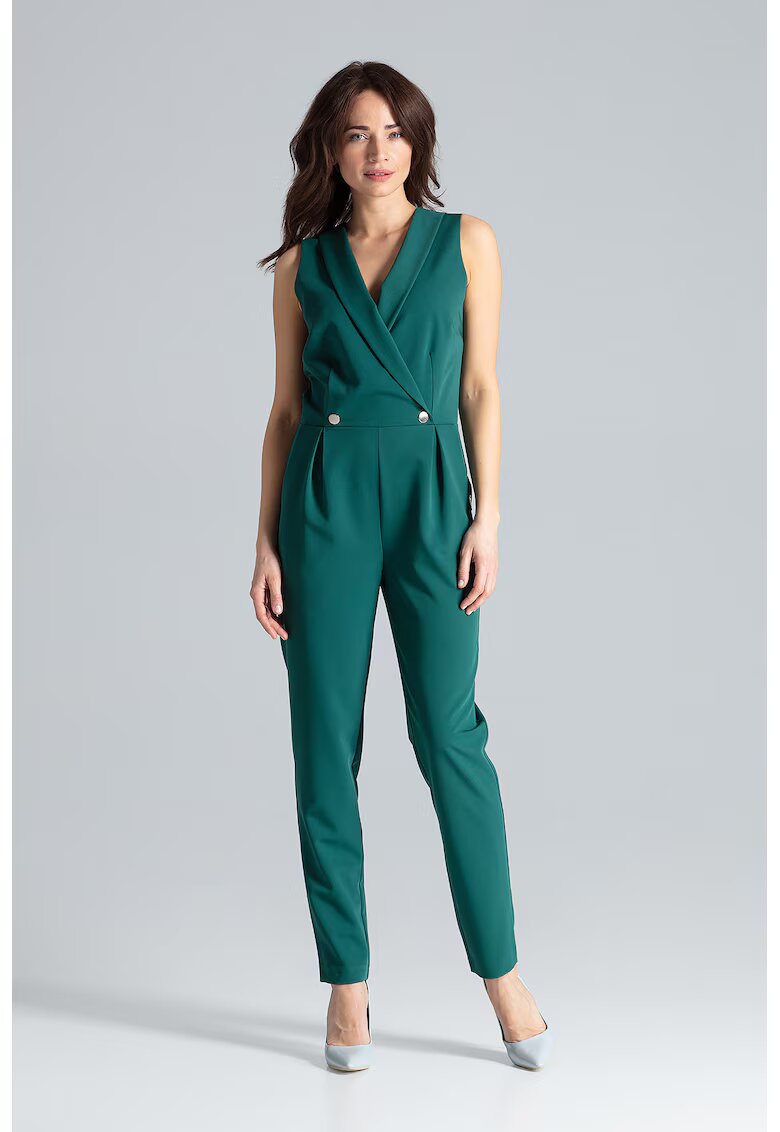 Lenitif Salopeta dama - eleganta - fara maneci - verde - poliester si vascoza -