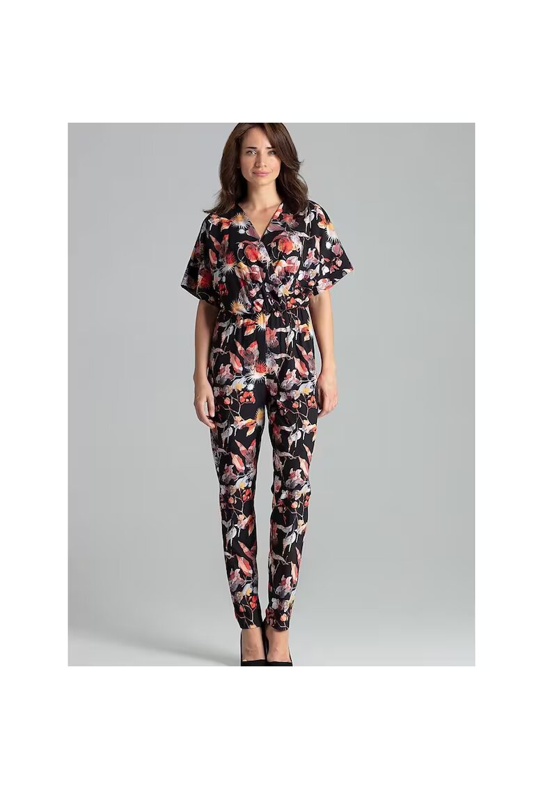 Lenitif Salopeta dama florala - pantaloni lungi - maneci kimono - multicolor - poliester