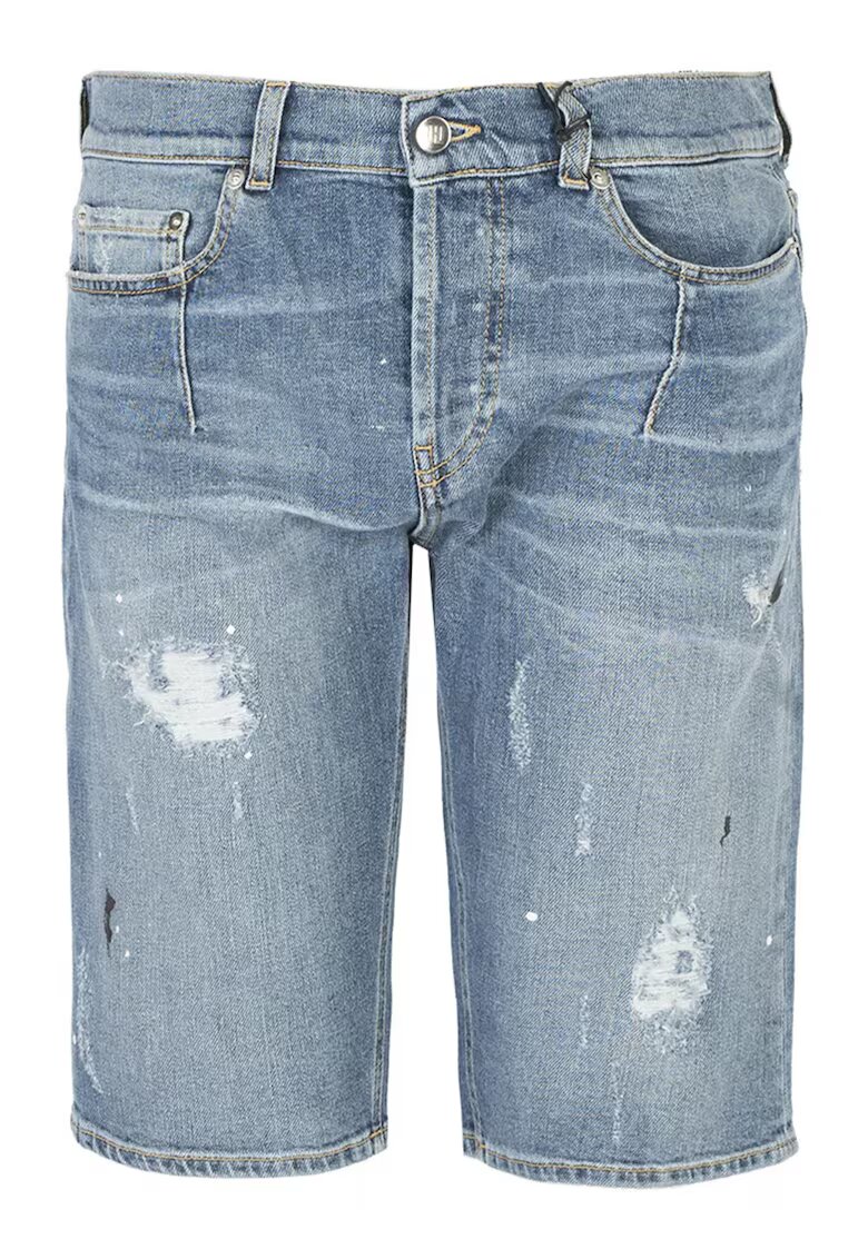 LES HOMMES Pantaloni scurti din denim cu aspect deteriorat -