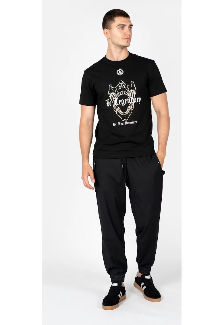 LES HOMMES Tricou cu imprimeu contrastant -