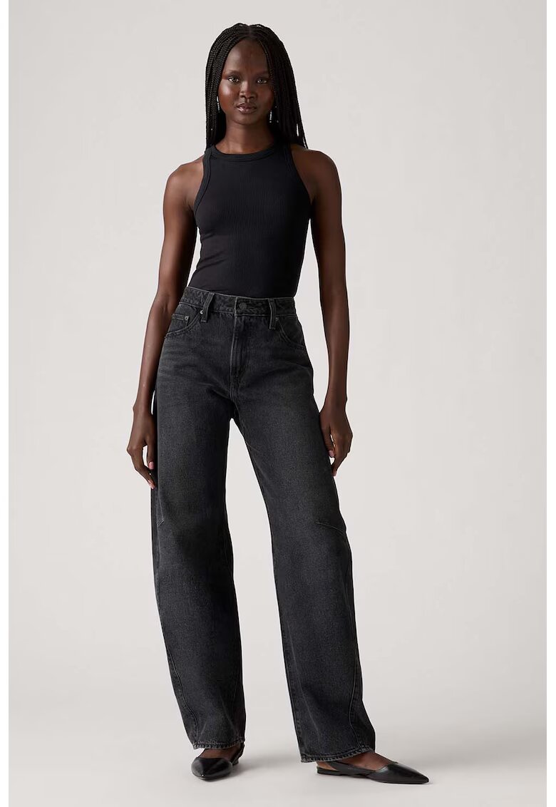 Levis Blugi crop cu croiala barrel - Negru stins