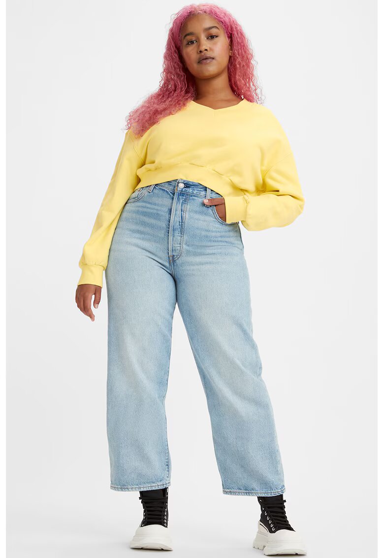 Levis Blugi crop cu croiala dreapta Ribcage - Albastru deschis
