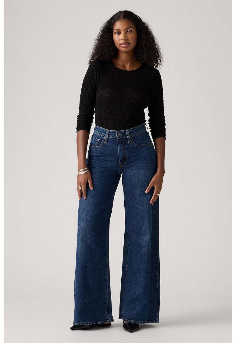 Levis Blugi cu croiala ampla si 5 buzunare - Albastru inchis