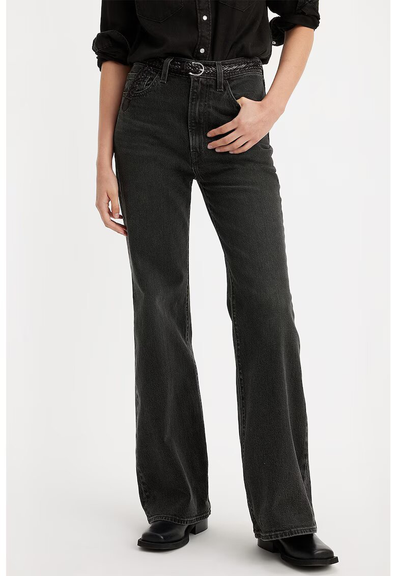 Levis Blugi evazati cu talie inalta Ribcage - Negru stins
