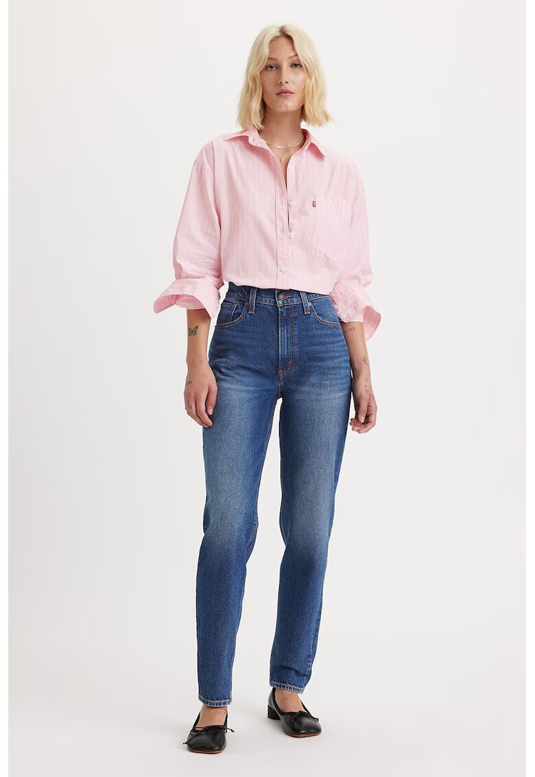 Levis Blugi mom fit cu talie inalta 80's - Albastru indigo/Bleumarin