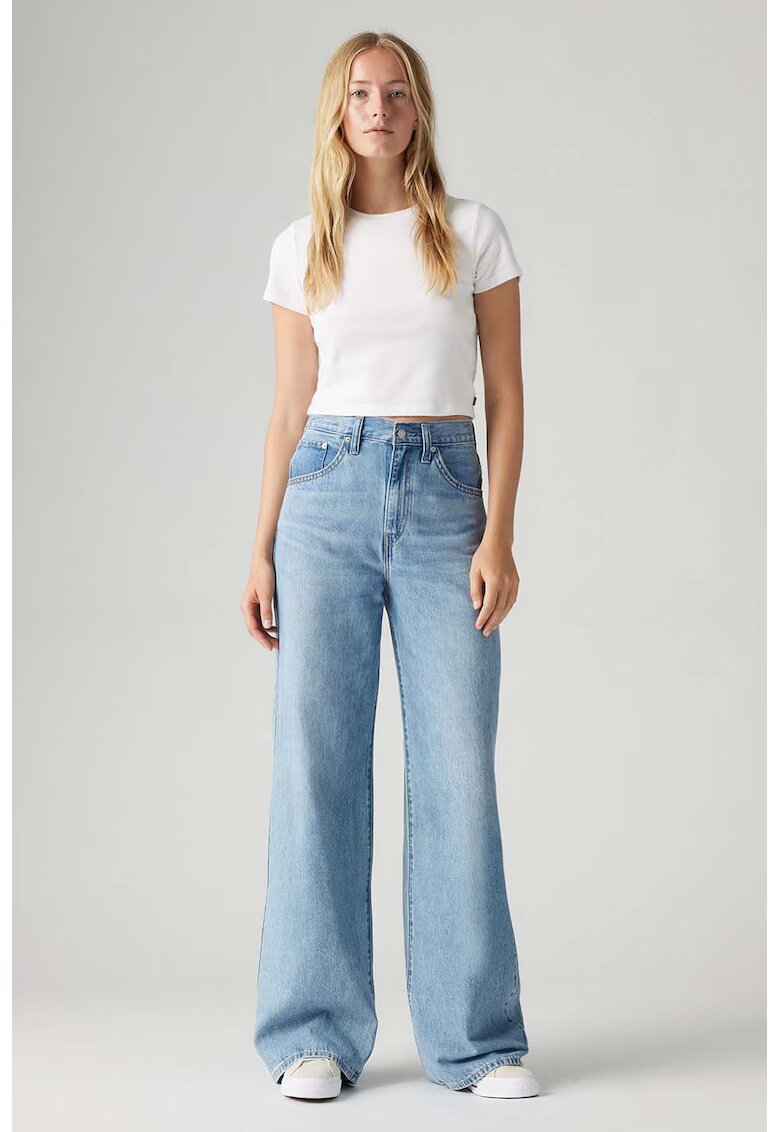 Levis Blugi usori baggy cu talie inalta Cinch - Albastru deschis melange