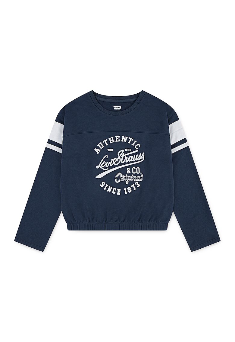 Levis Bluza cu decolteu rotund si imprimeu logo - Alb/Albastru inchis