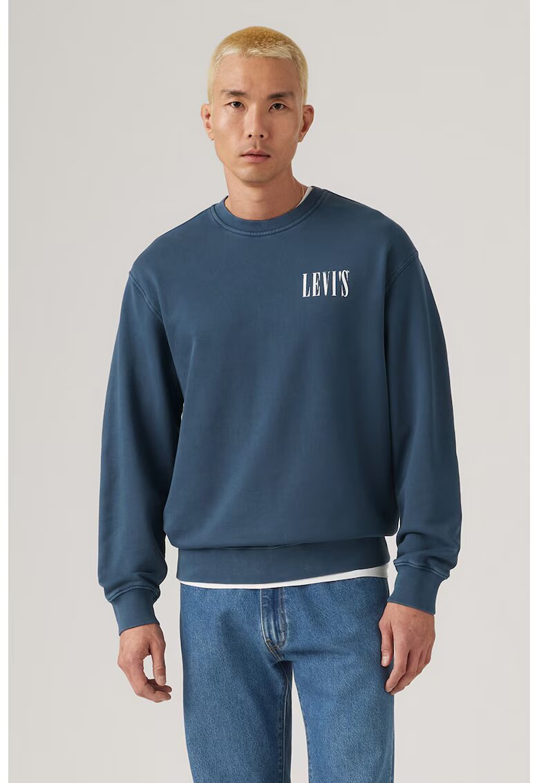 Levis Bluza de trening cu croiala relaxed fit si logo - Albastru inchis/Alb optic