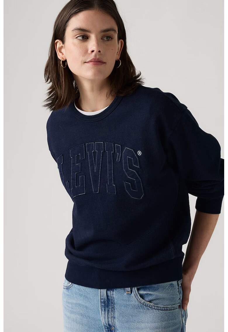 Levis Bluza de trening din bumbac cu decolteu la baza gatului - Bleumarin