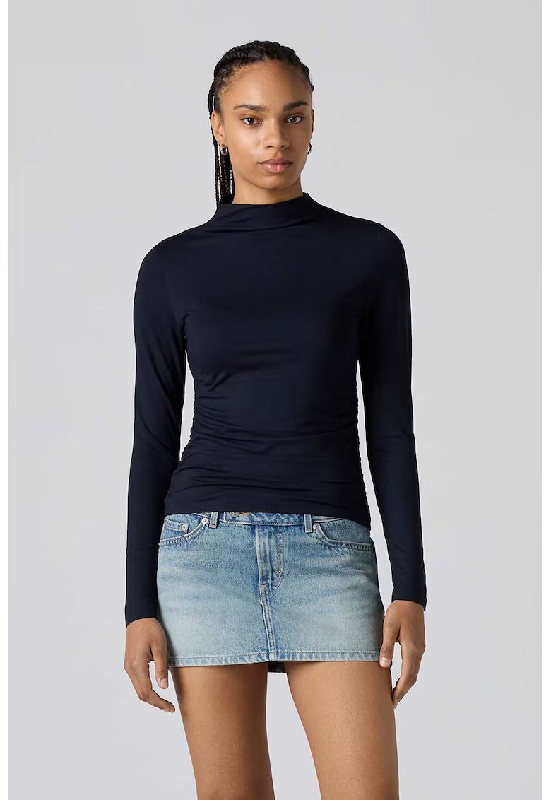 Levis Bluza slim fit uni cu guler inalt - Albastru ultramarin