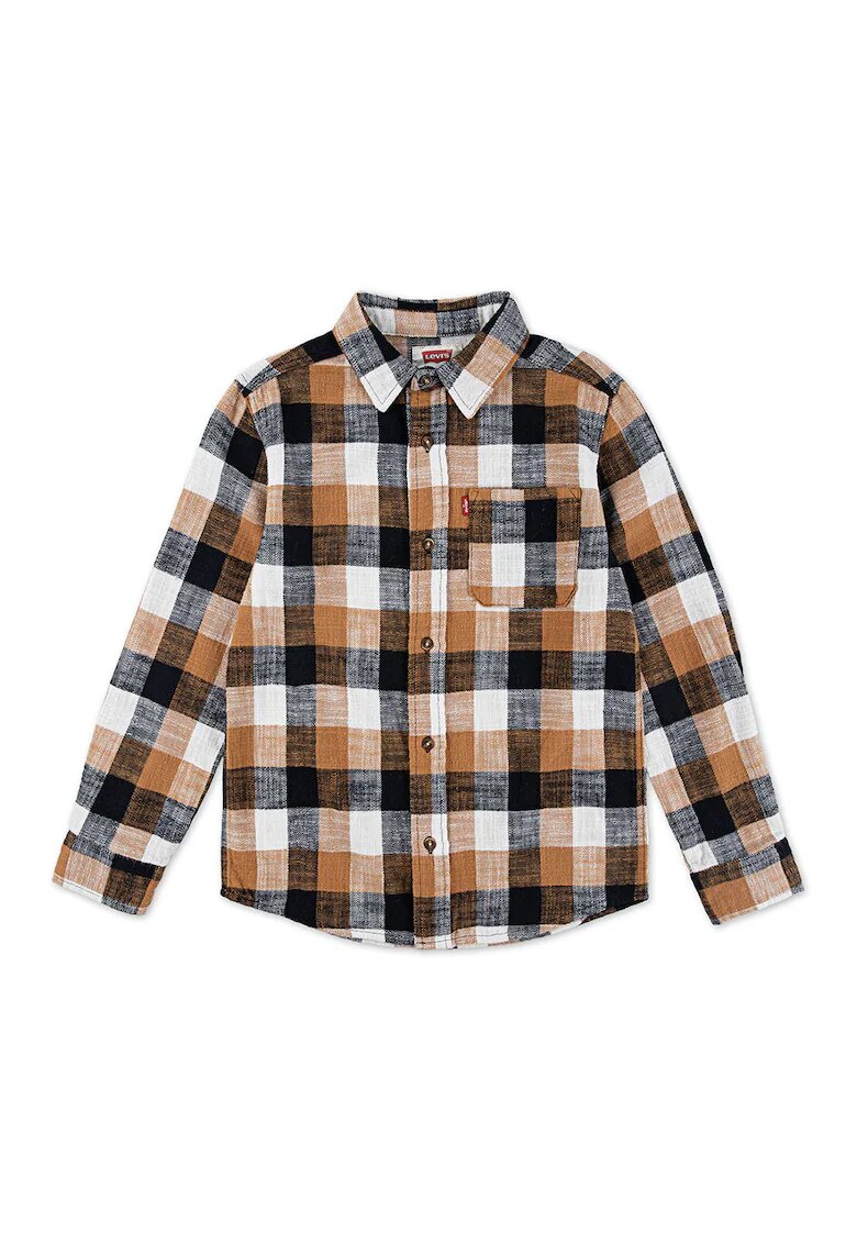 Levis Camasa cu model in carouri - Alb/Negru/Maro deschis