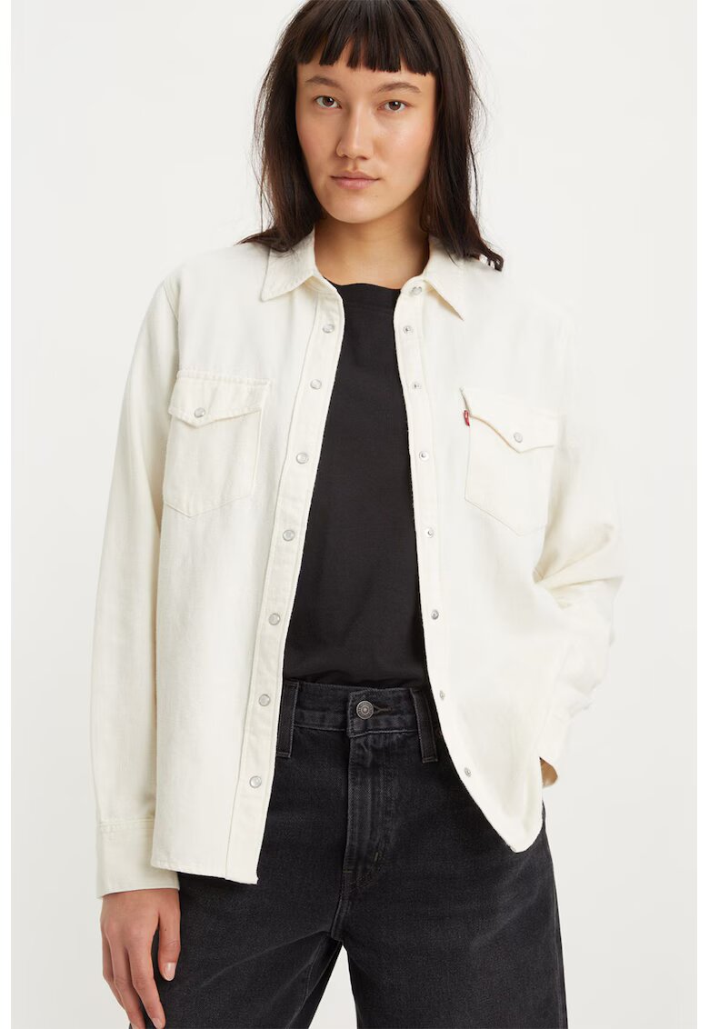 Levis Camasa de denim cu buzunare pe piept - Alb murdar