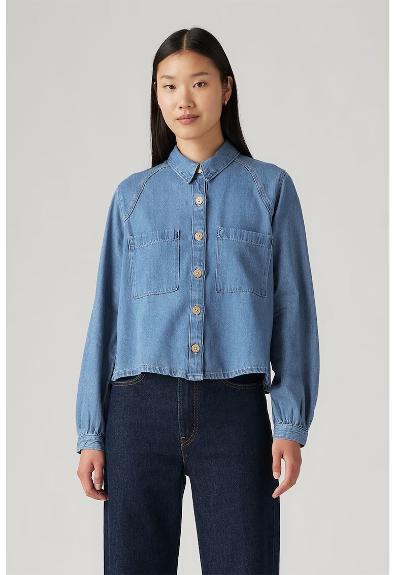 Levis Camasa din amestec de lyocell cu buzunare pe piept - Albastru deschis