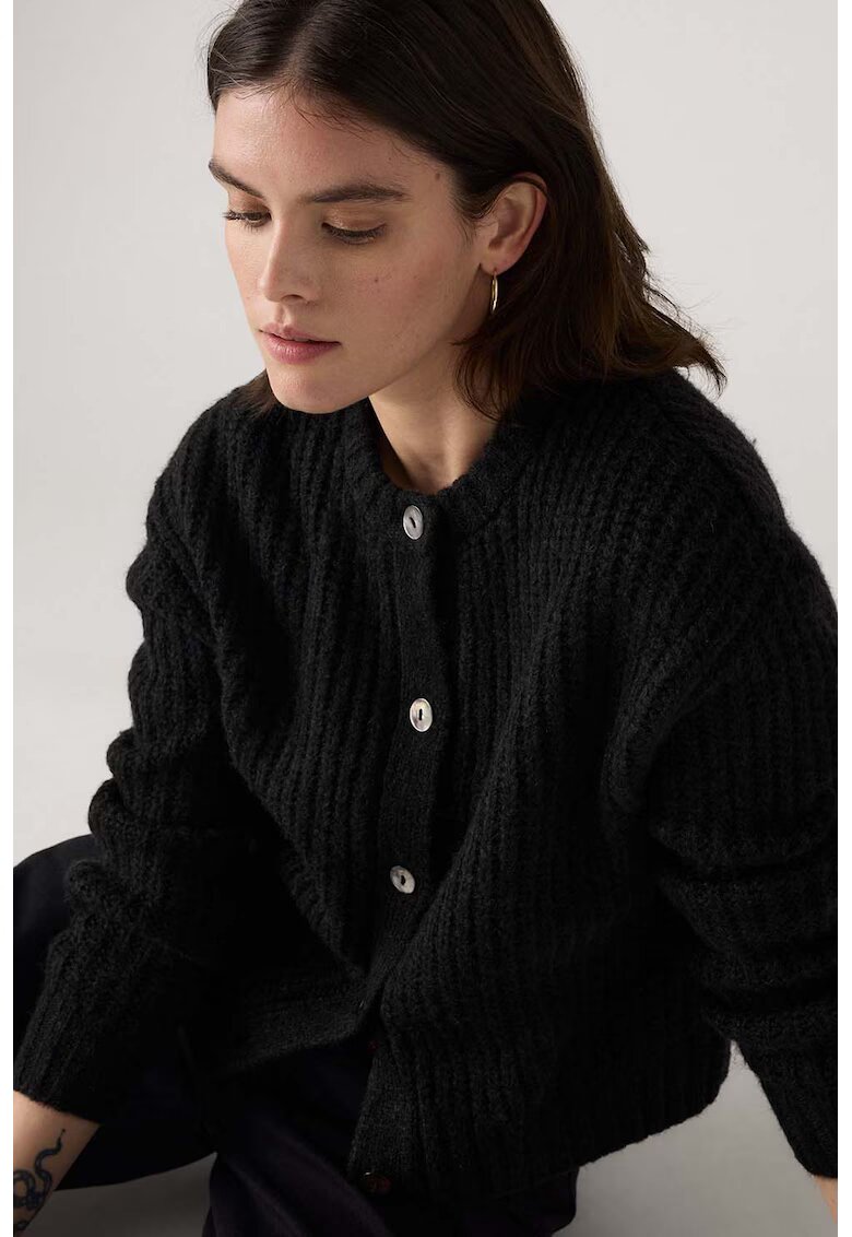 Levis Cardigan striat cu nasturi - Negru