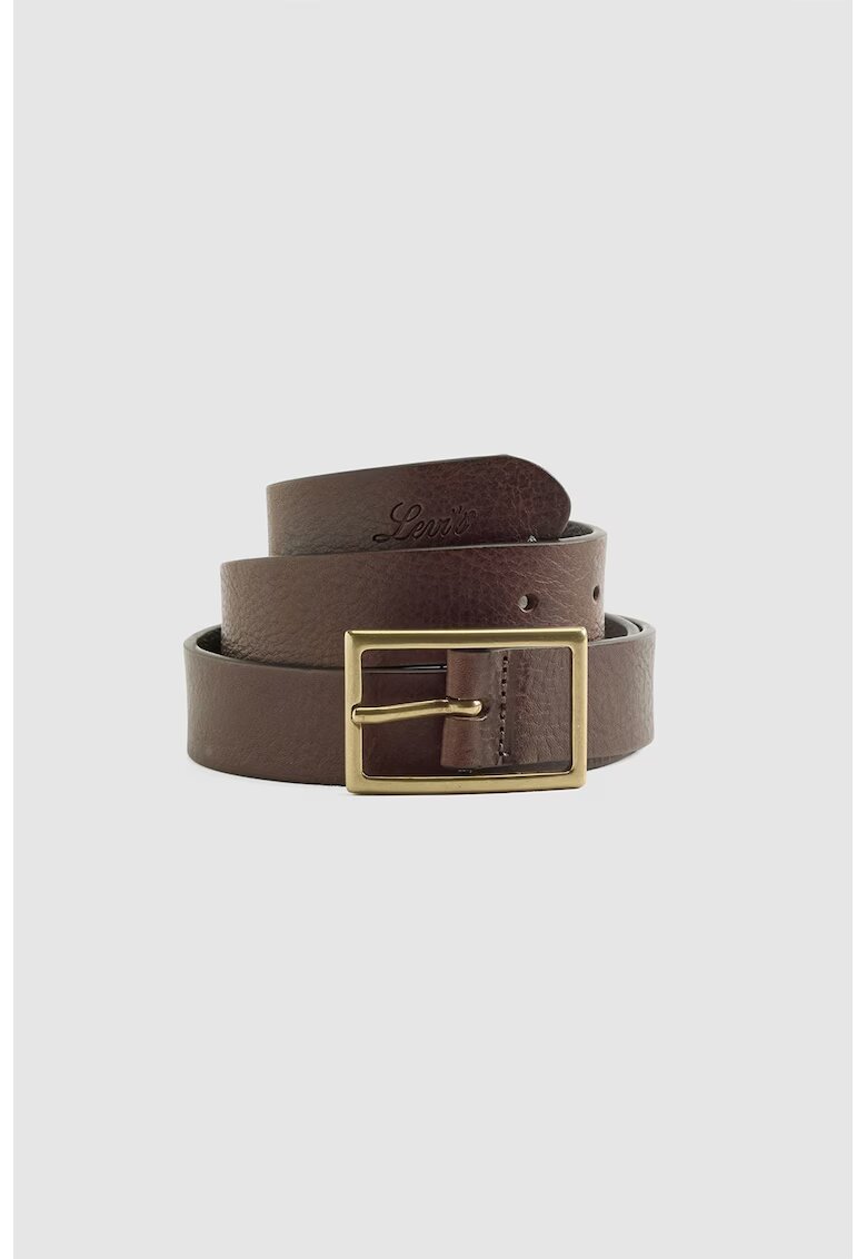 Levis Curea din piele cu logo - Maro inchis