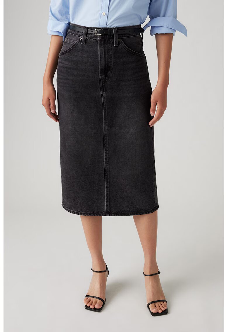 Levis Fusta din denim cu croiala dreapta - Negru stins