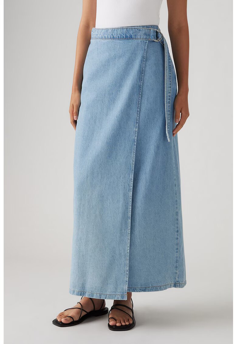 Levis Fusta din denim cu croiala petrecuta - Albastru deschis