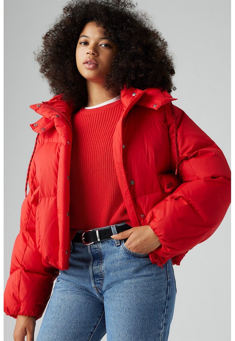 Levis Geaca cu gluga detasabila - Rosu vermillion