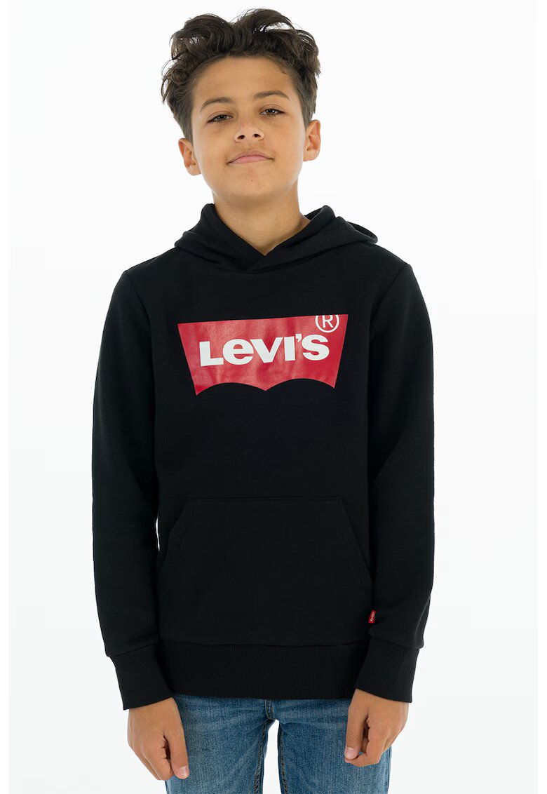 Levis Hanorac cu imprimeu logo si buzunar kangaroo - Negru