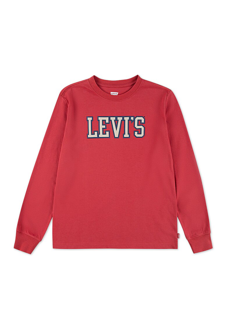 Levis Hanorac cu imprimeu text si decolteu la baza gatului - Coral