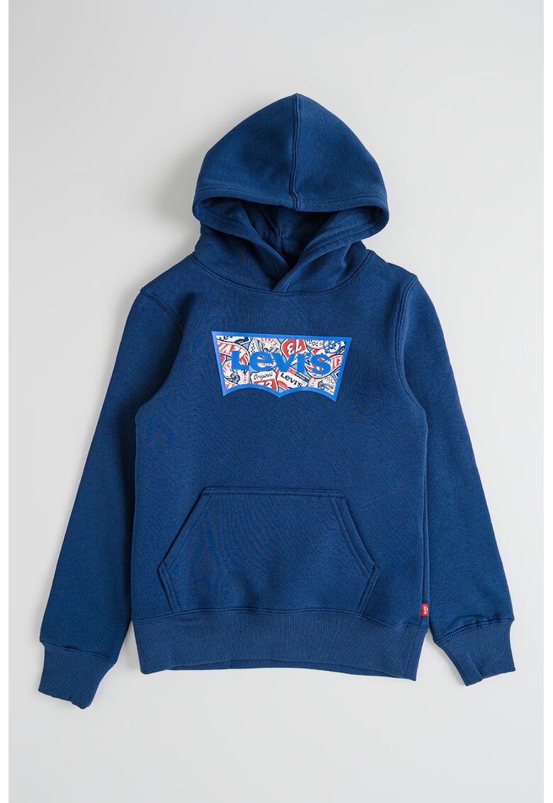 Levi's Hanorac cu logo si buzunar kangaroo - Rosu/Albastru inchis/Alb optic