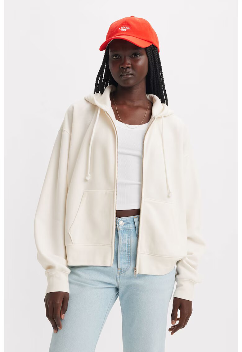 Levi's Hanorac cu maneci cazute si fermoar Everyday - Alb murdar