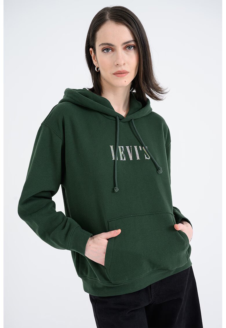 Levi's Hanorac din amestec de bumbac cu logo si buzunar kangaroo - Verde inchis