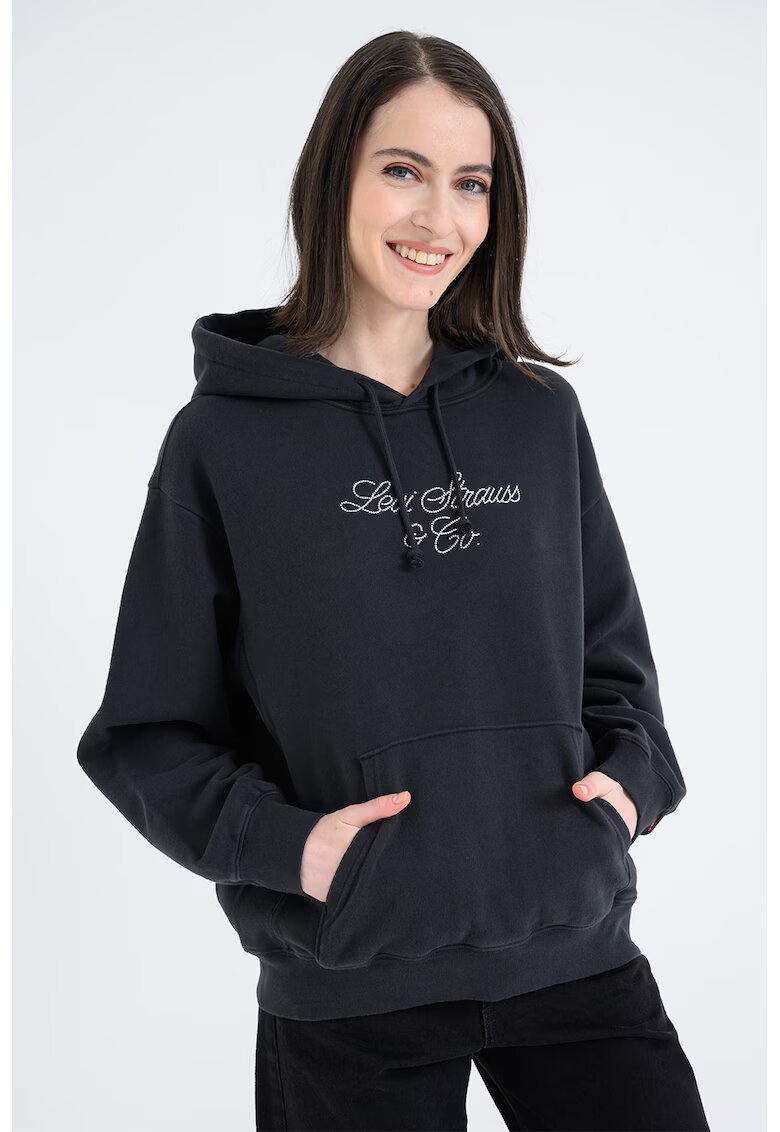 Levi's Hanorac relaxed fit de bumbac cu buzunar kangaroo - Negru
