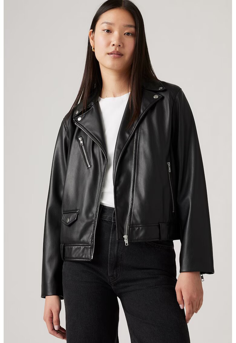 Levis Jacheta biker de piele ecologica - Negru