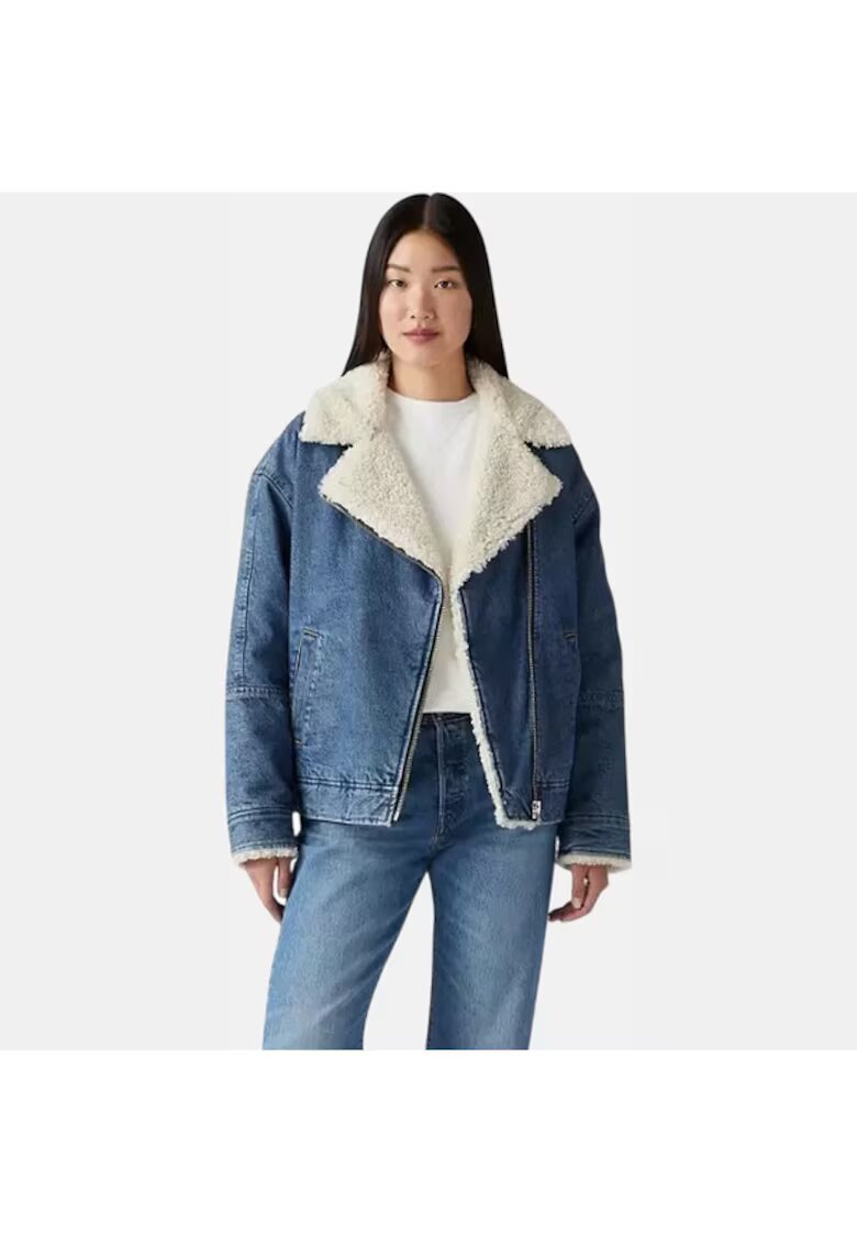 Levis Jacheta dama Sherpa Flight - bumbac - albastru