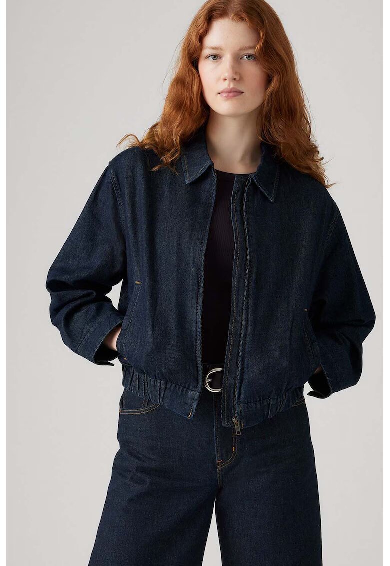 Levis Jacheta din denim cu fermoar si buzunare laterale - Albastru ultramarin