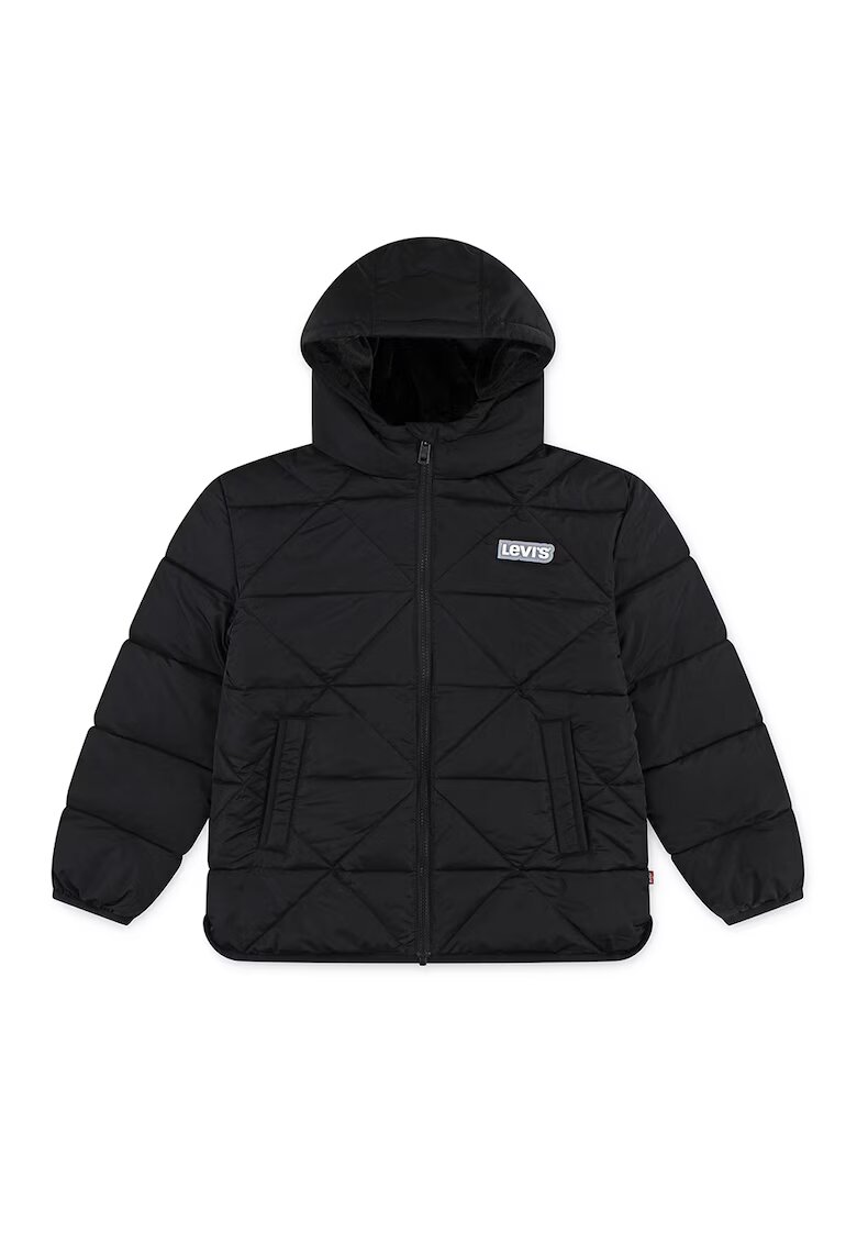 Levis Jacheta matlasata cu gluga - Negru