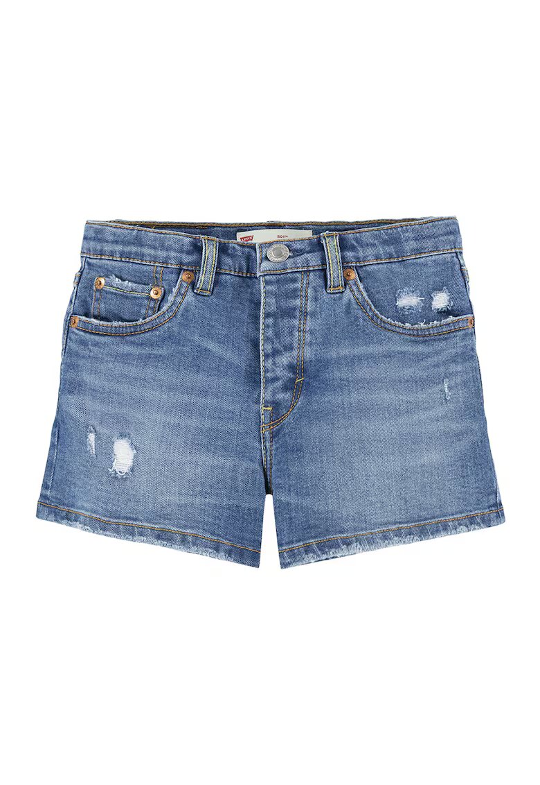 Levis Pantaloni scurti de denim cu detalii cu aspect deteriorat 501 - Albastru deschis