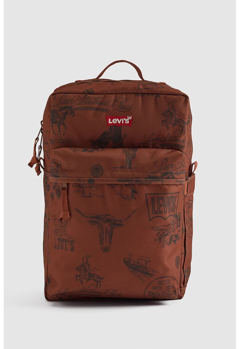 Levis Rucsac cu buzunar frontal si imprimeu - Negru/Maro deschis