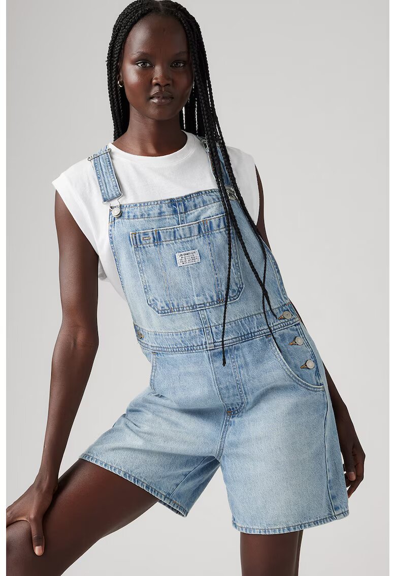 Levis Salopeta scurta din denim cu aspect decolorat - Albastru deschis